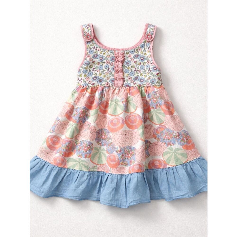 Matilda Jane pink and blue umbrella print floral dress size 12-18 months